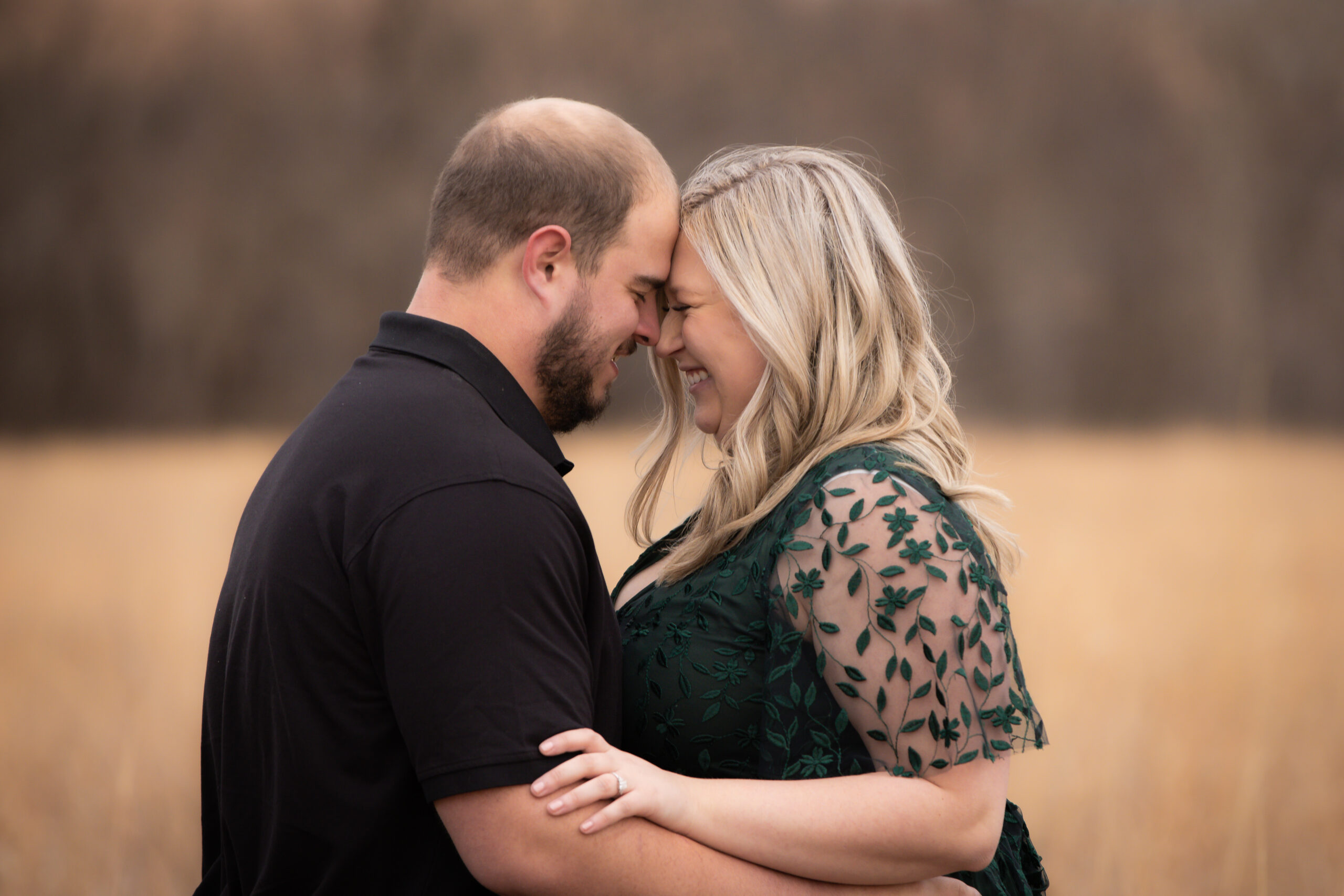 Foreheads together in love