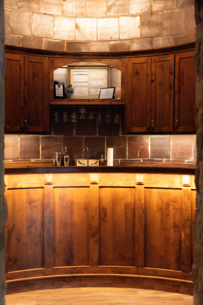 Bar off the main venue room at the Brownstone