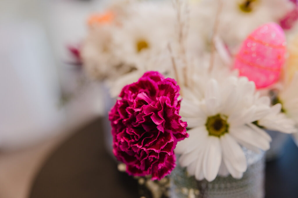 pink, white and orange flowers